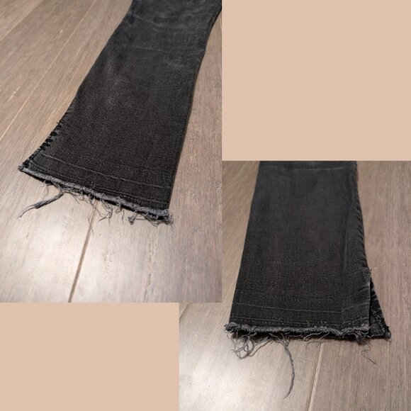 Free People We the Free, Skinny Ankle Jeans, Black, Split Raw Hem, Size 27 - Picture 13 of 13